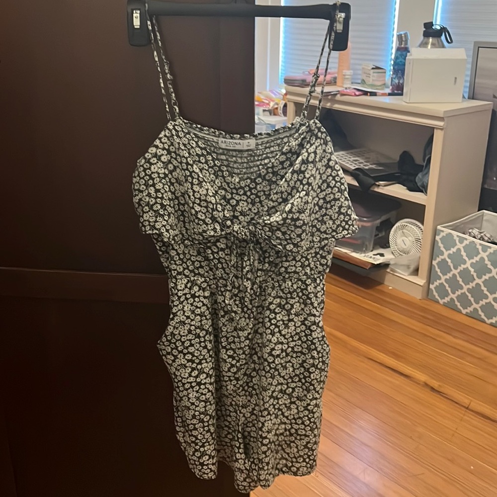 Green with white flowers romper